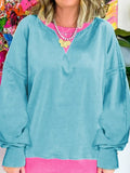 Colorblock Patchwork Crew Neck Loose Sweatshirt