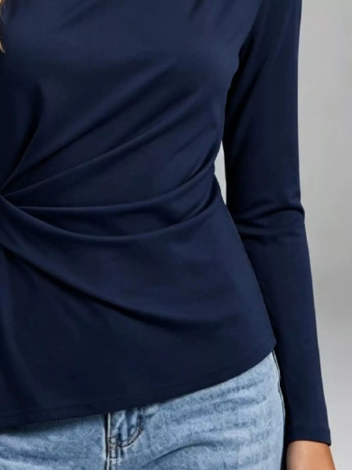 Ruched Waist Long Sleeve T-Shirt