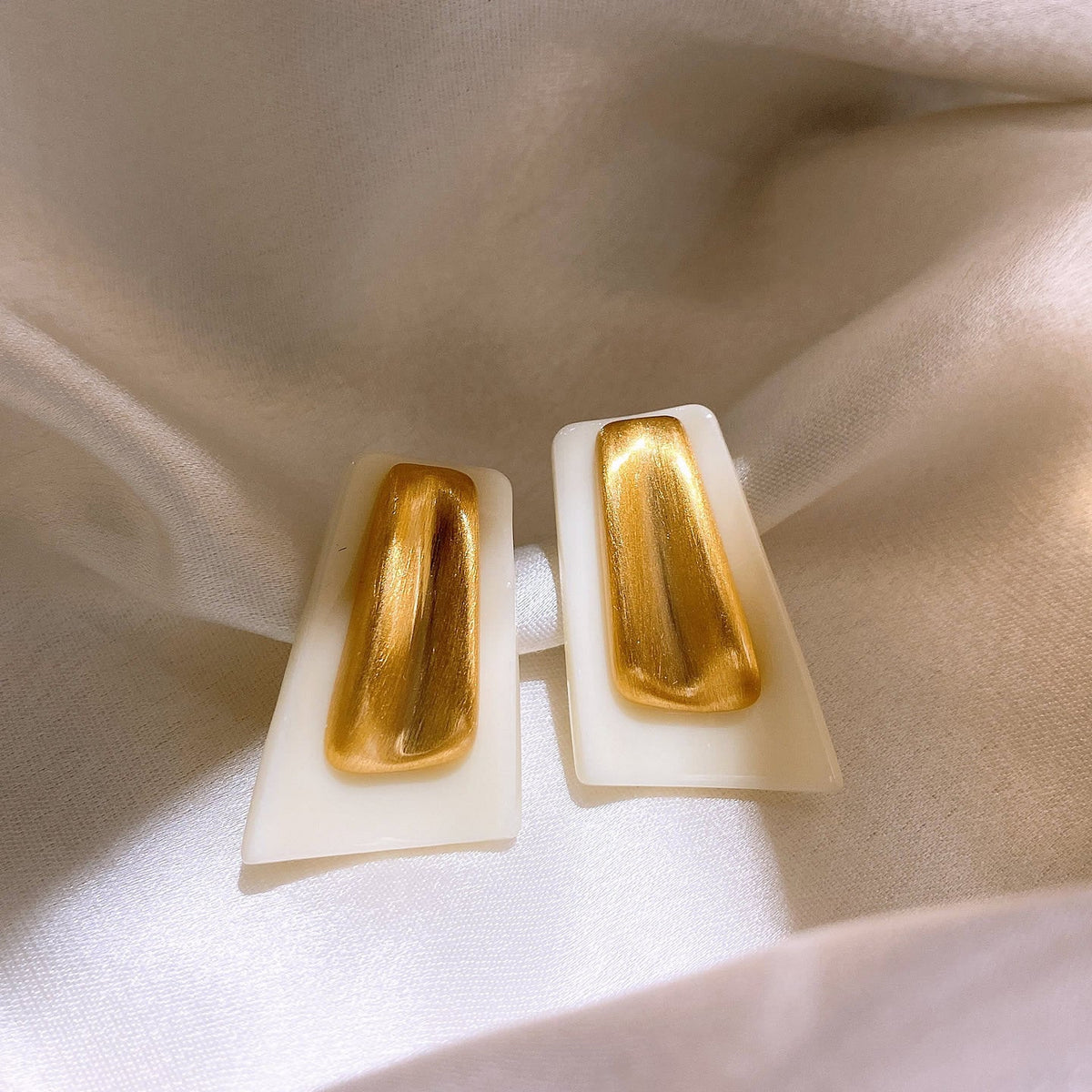 Fashionable Square Geometric Patchwork Stud Earrings For Women