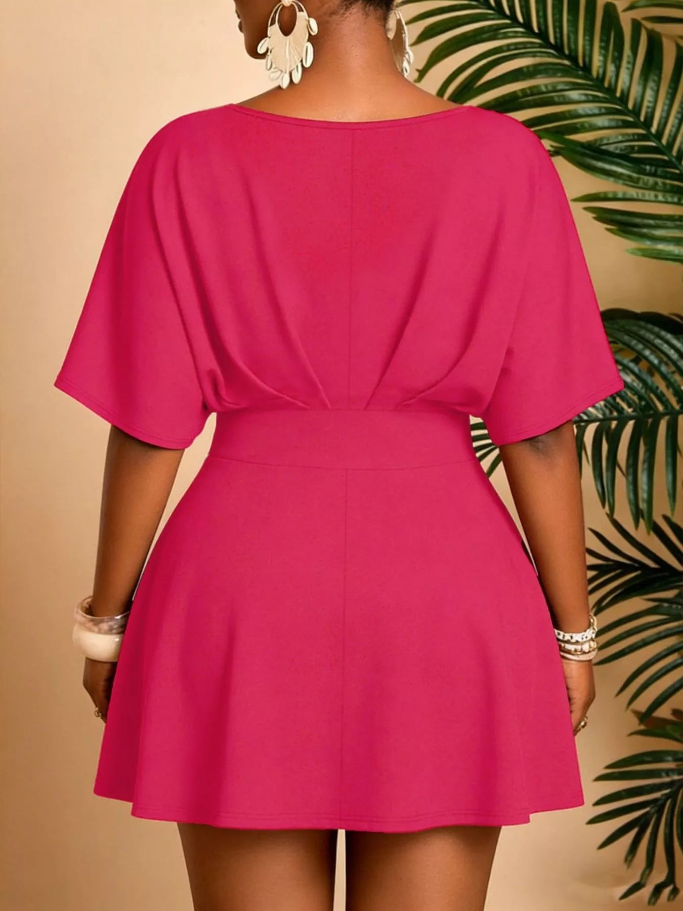 V-Neck Half Sleeve Mini Dress