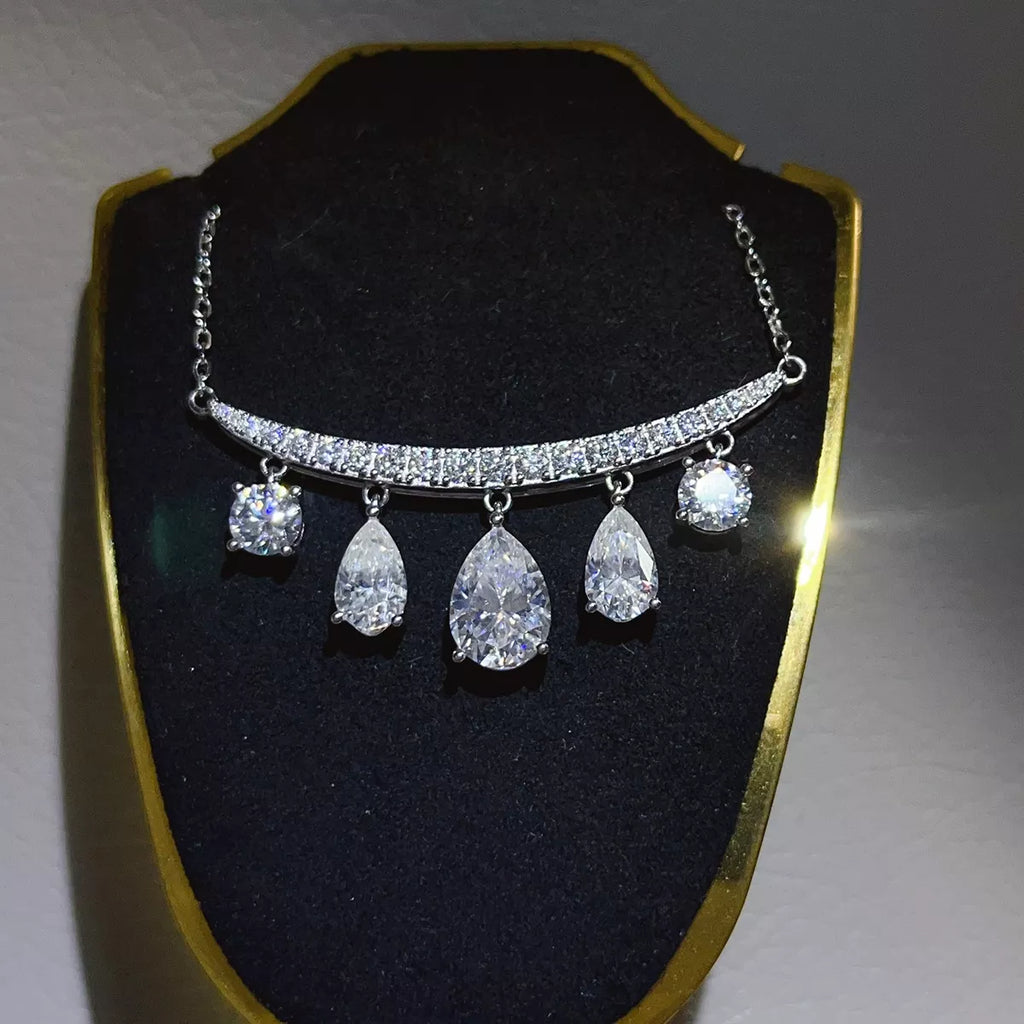 6 Carat 925 Sterling Silver Moissanite Teardrop Necklace
