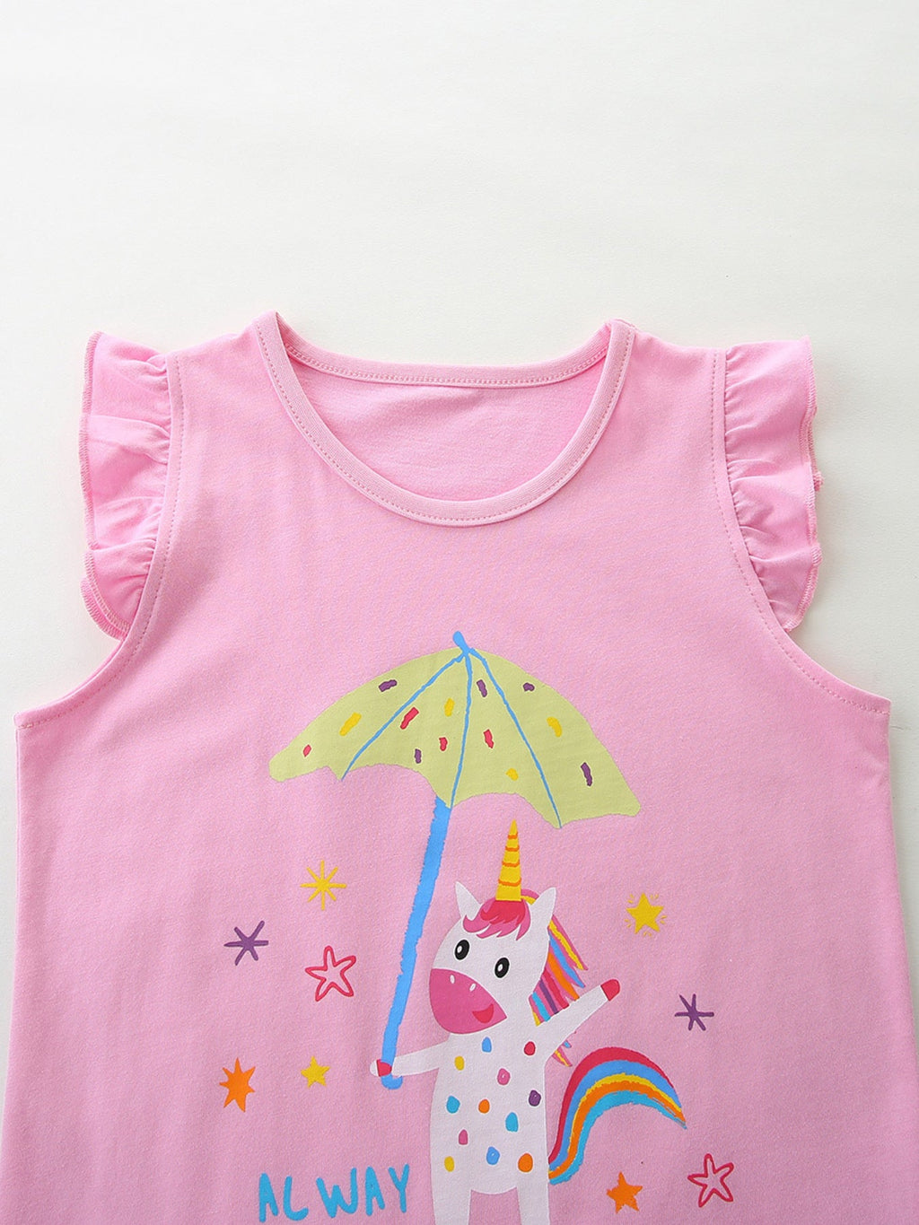 Children's Cute Unicorn Graphic Ruffle Sleeve T-Shirt