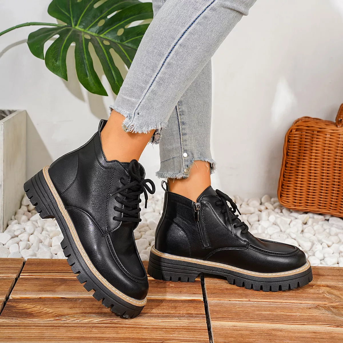 Chunky Lace-Up Combat Boots