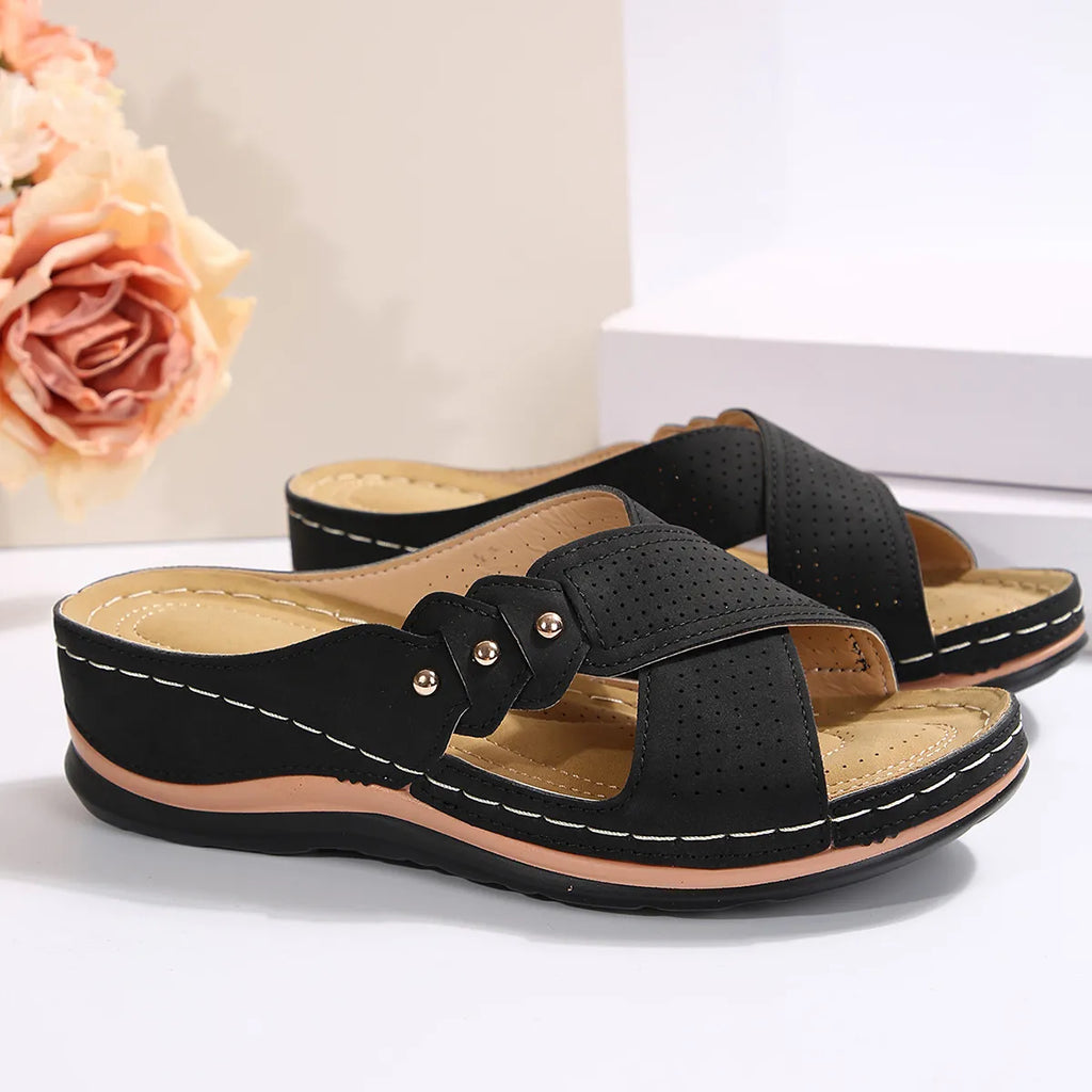 Crisscross Open Toe Wedge Sandals