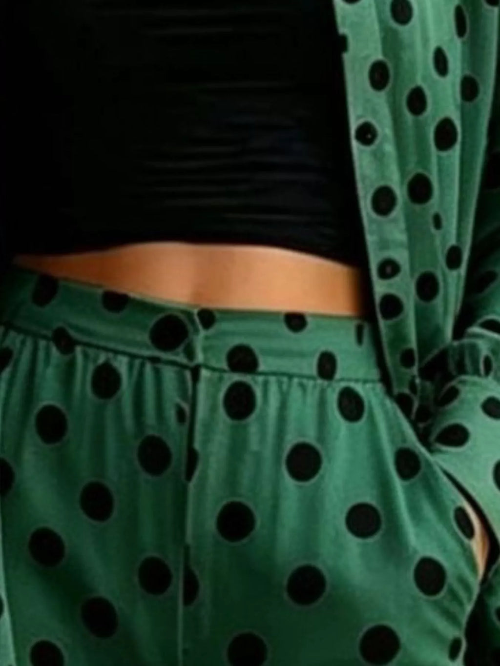 Full Size Polka Dot Shirt and Wide-Leg Pants Set Plus Size