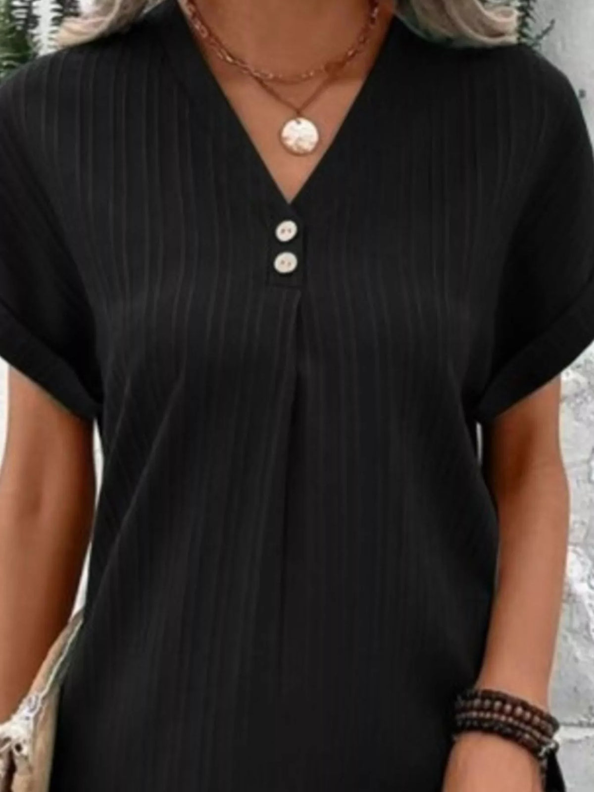 Full Size Casual V-Neck Short Sleeve Dress Plus Size