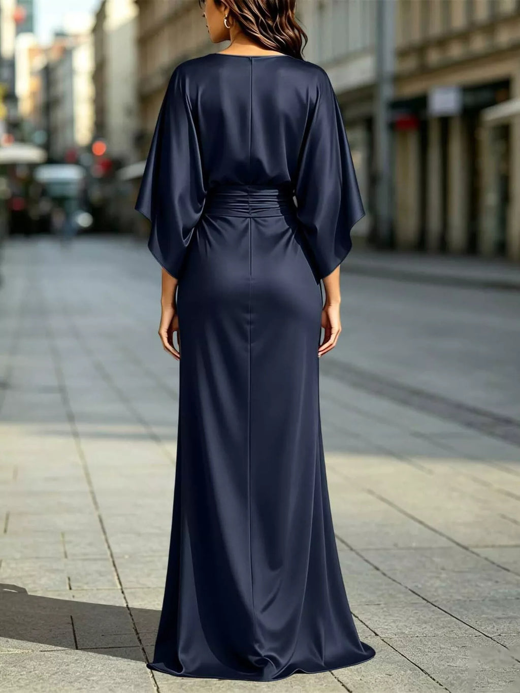 Ruched Waist Maxi Dress with Pockets