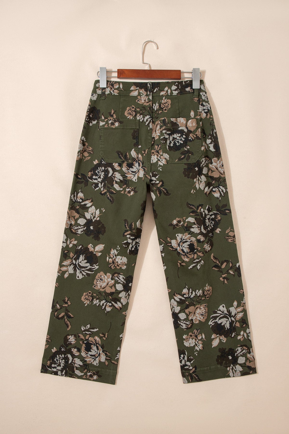 Floral Denim Patch Pocket Straight Leg Jeans