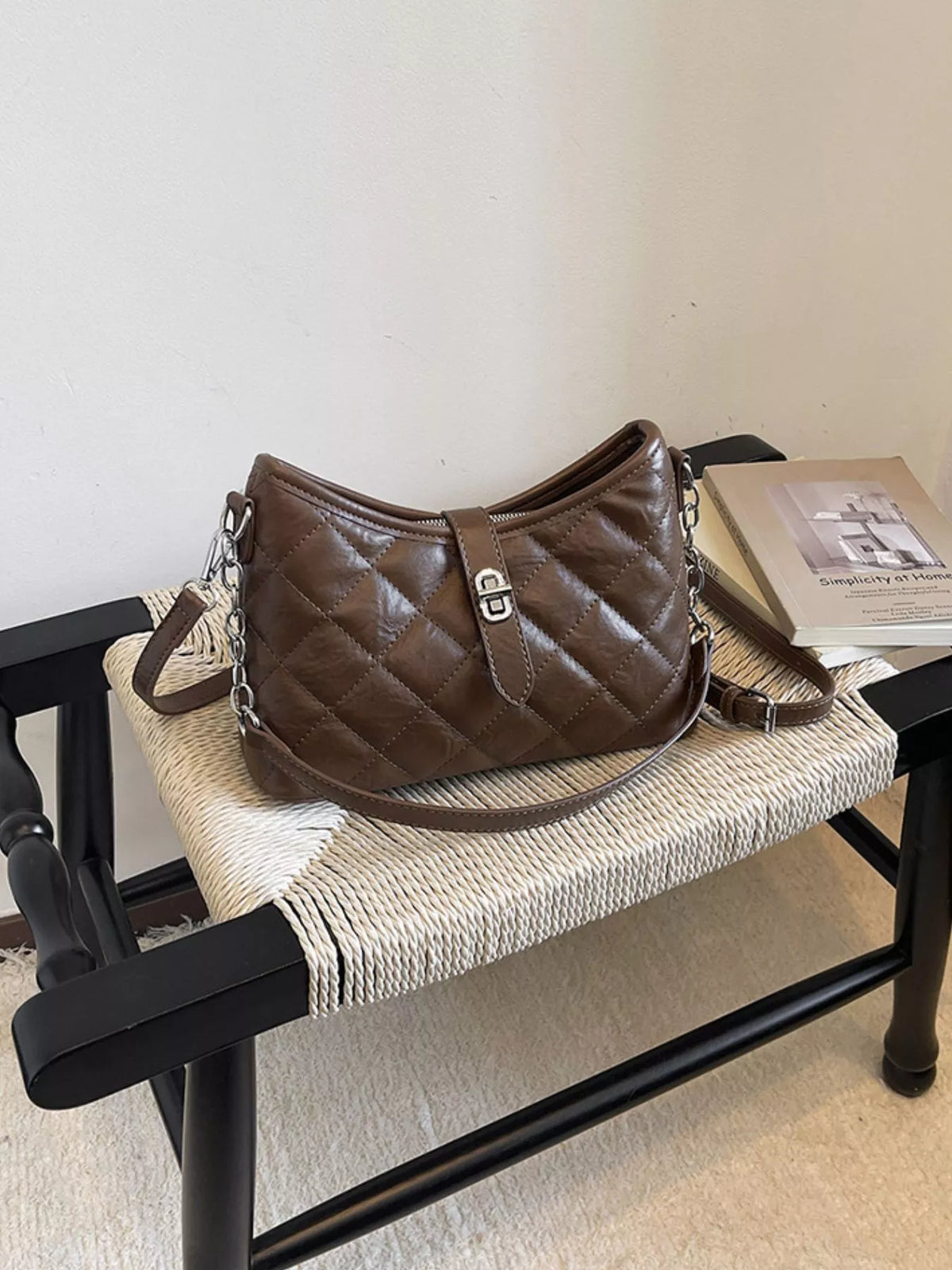 Lock Detail Quilted Shoulder Bag