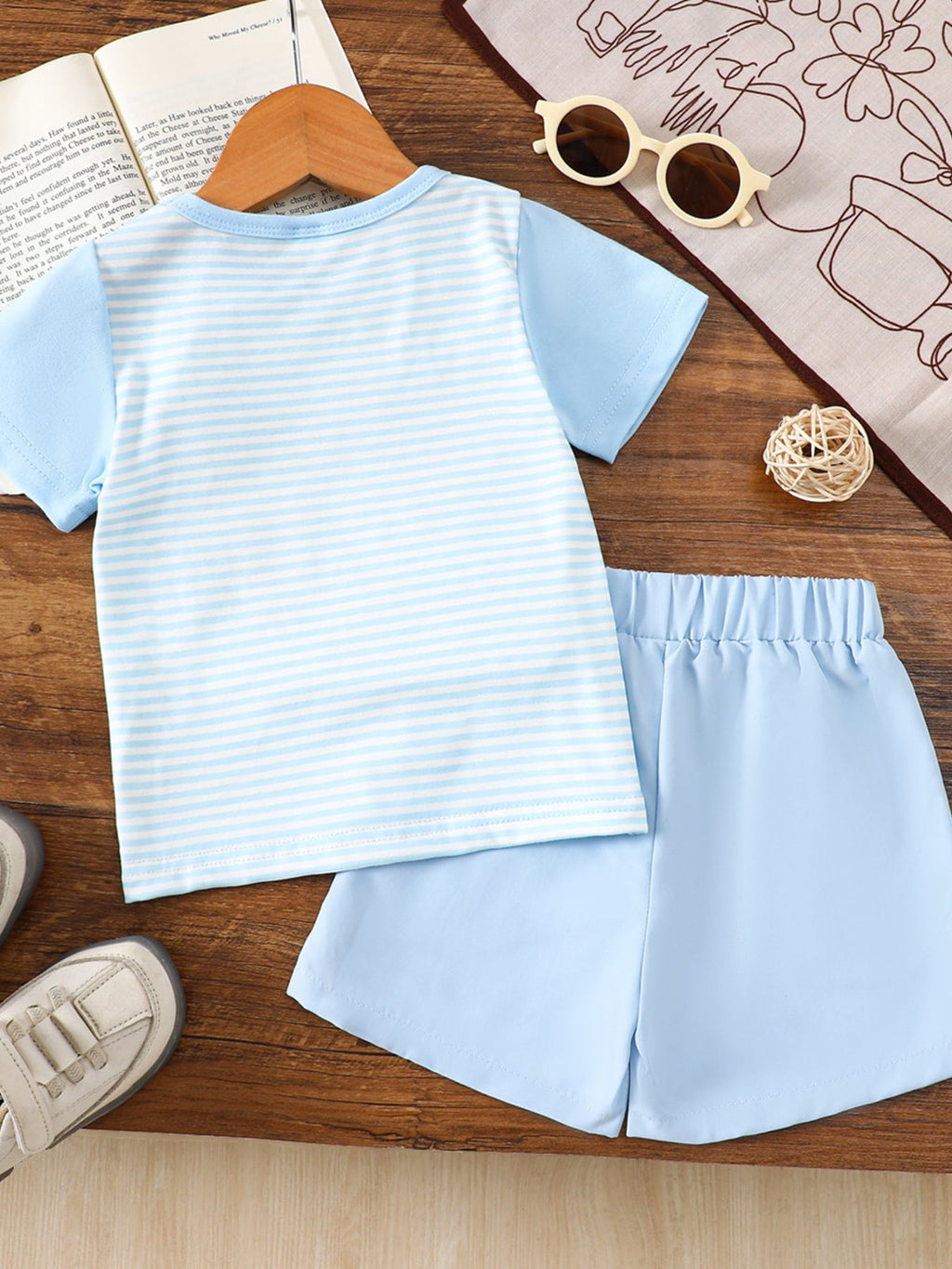 Children's Golf Embroidered Striped Tee and Shorts Set