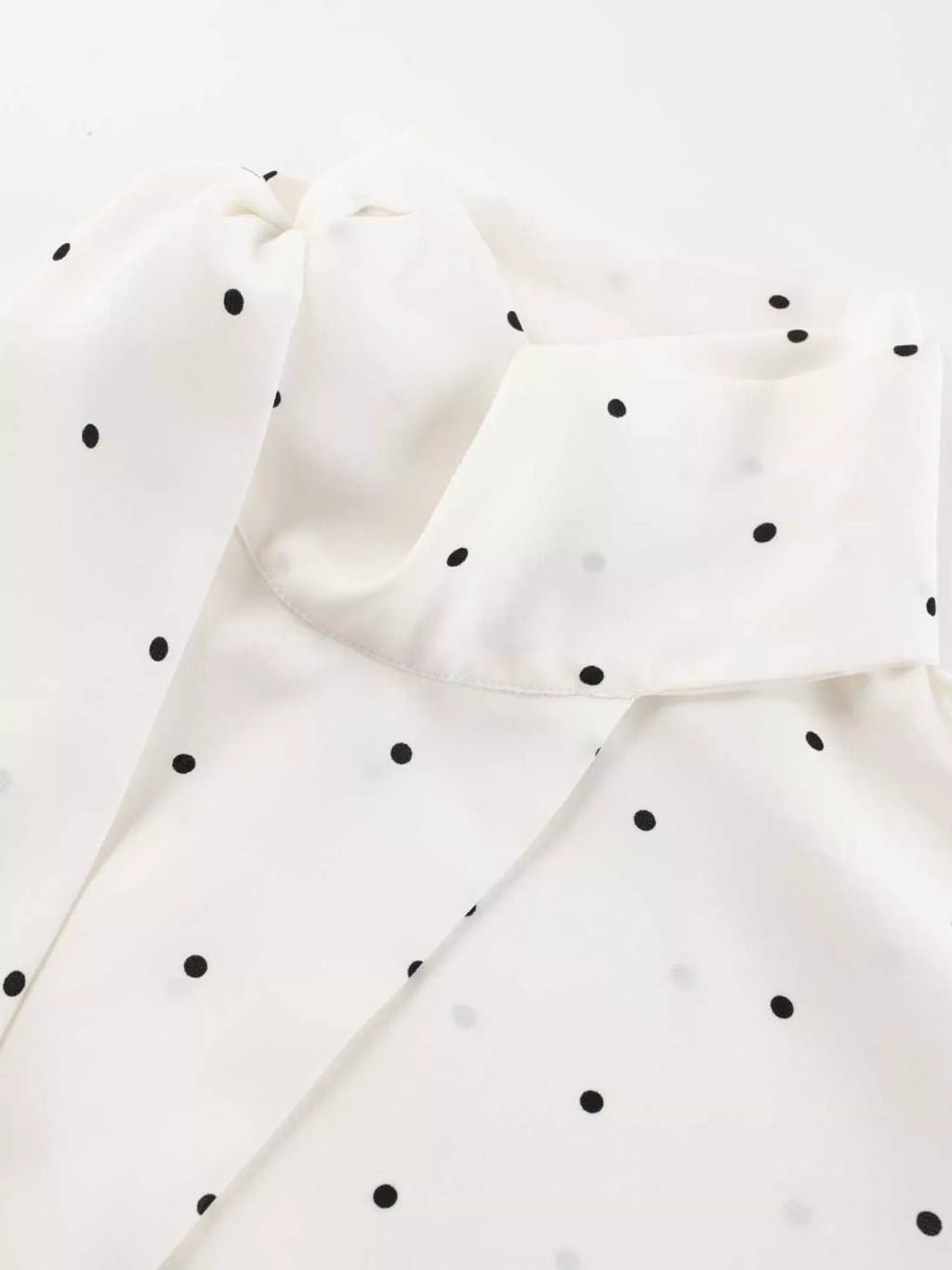 Polka Dot Silk Blouse with Scarf Neck Tie