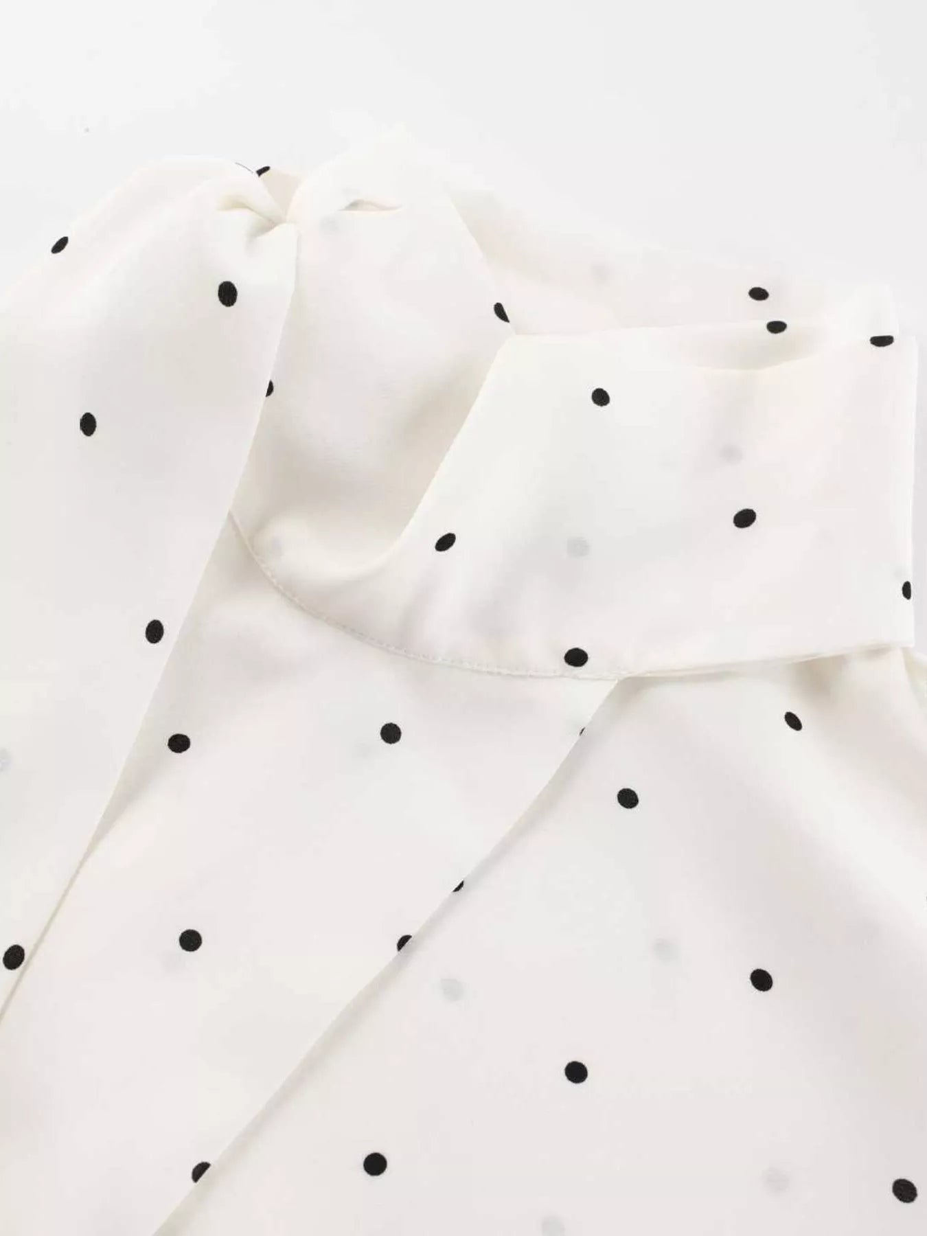Polka Dot Silk Blouse with Scarf Neck Tie