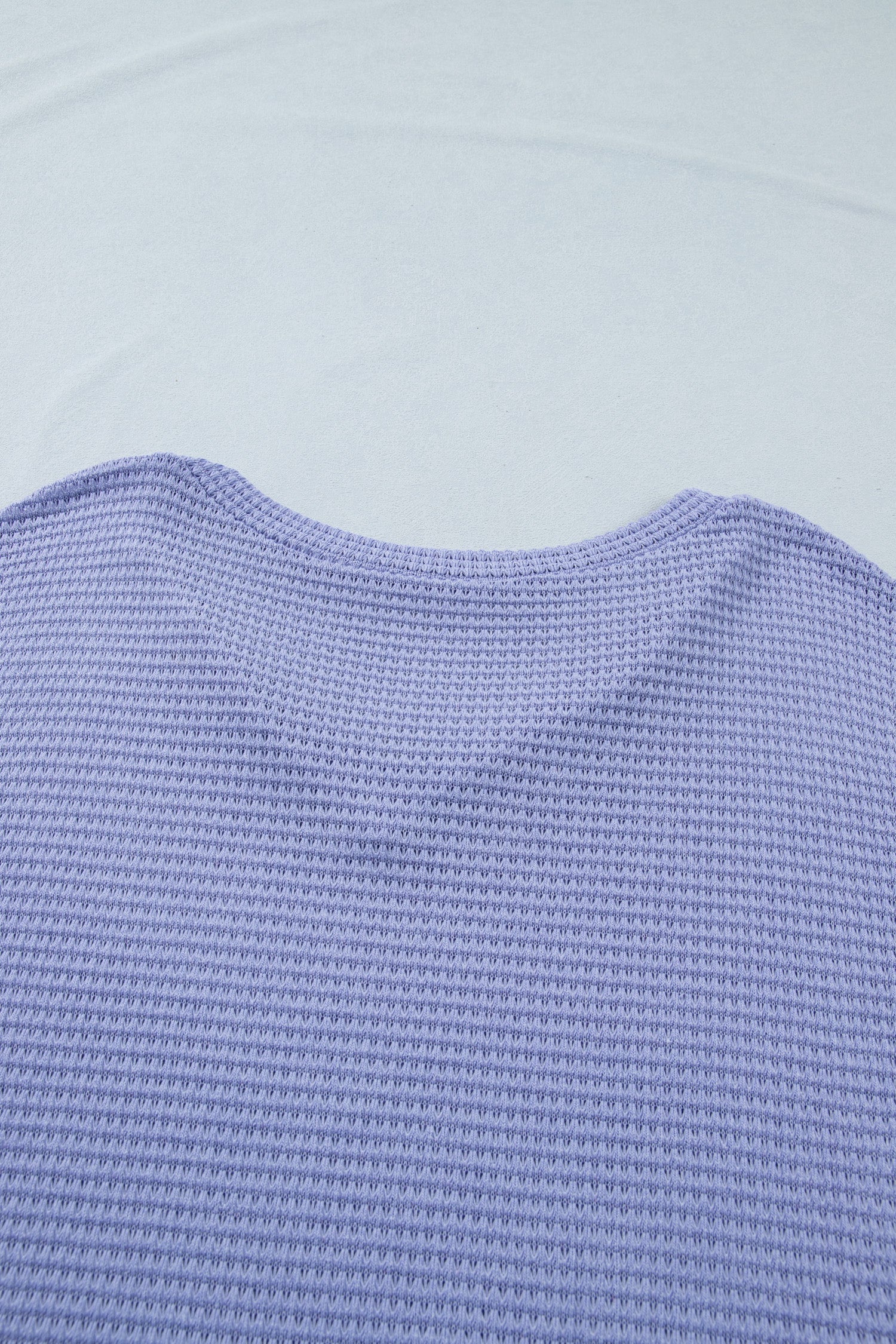 Wisteria V Neck Short Sleeve Plus Size Waffle Knit Top