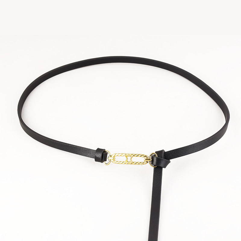 Gold Buckle Skinny Belt