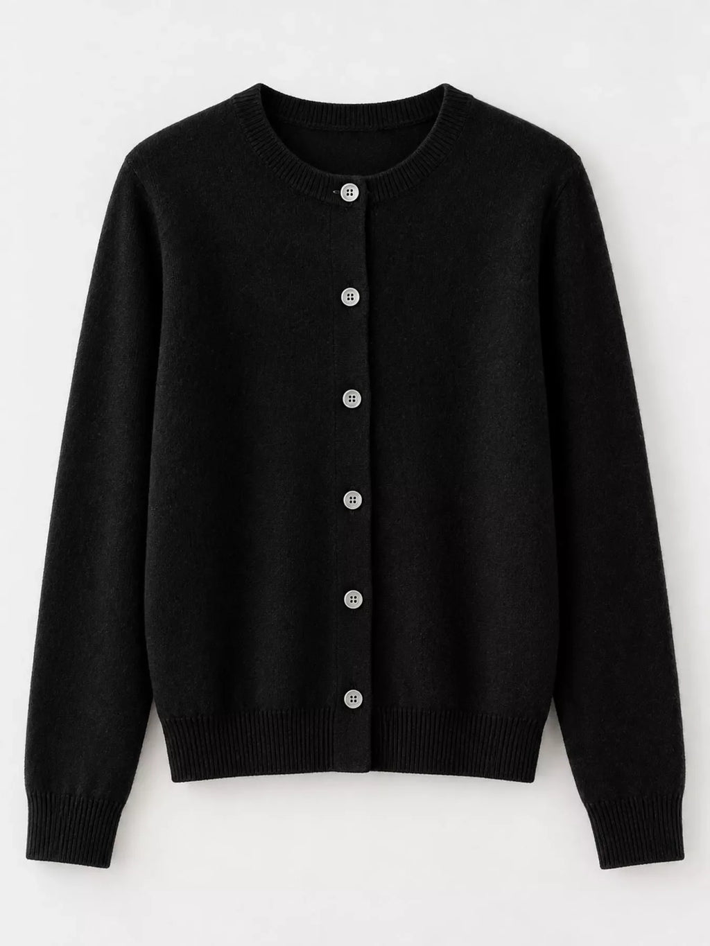 Crew Neck Button-Down Cardigan