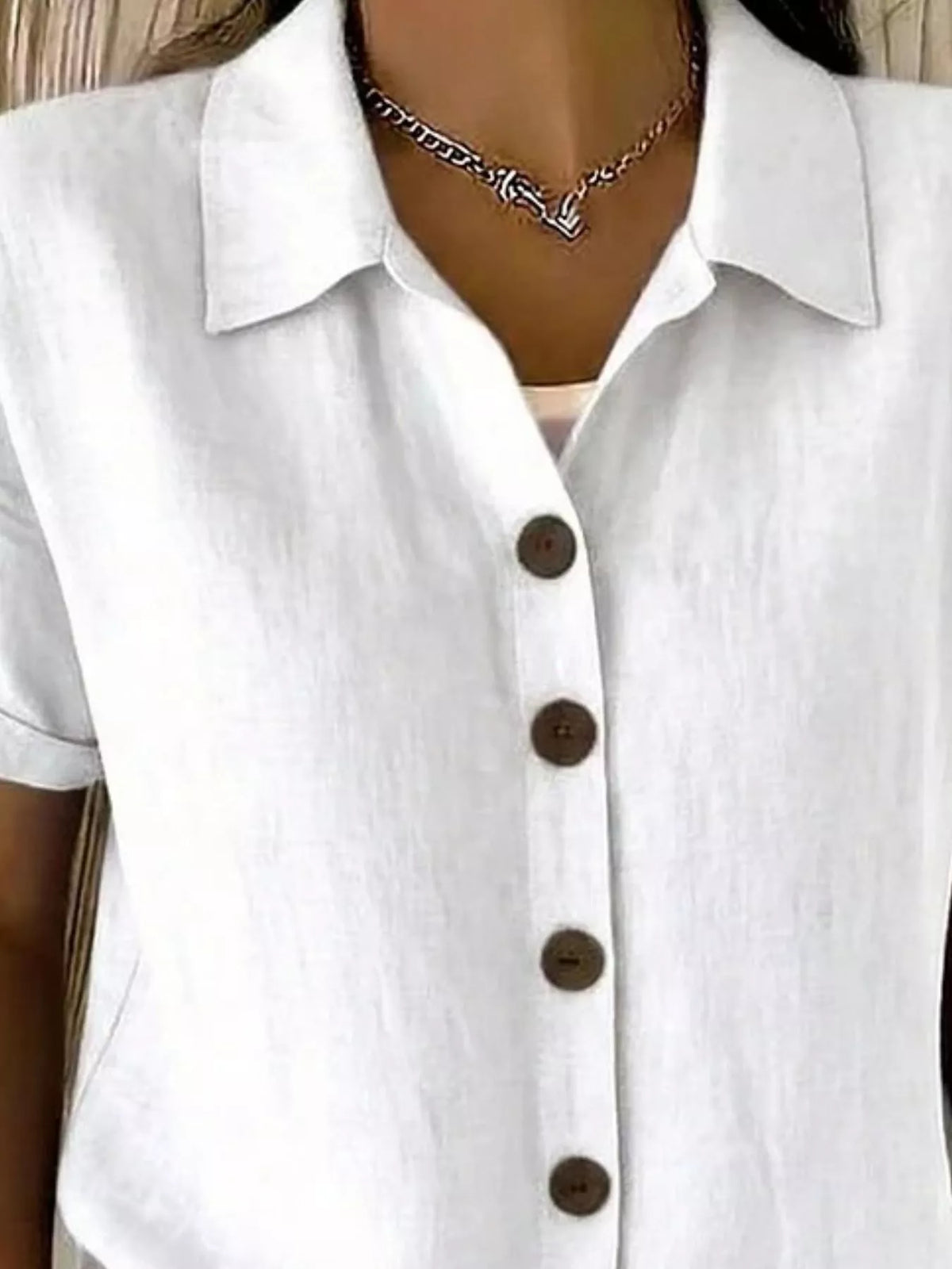 Full Size Button-Down Short Sleeve Shirt Plus Size