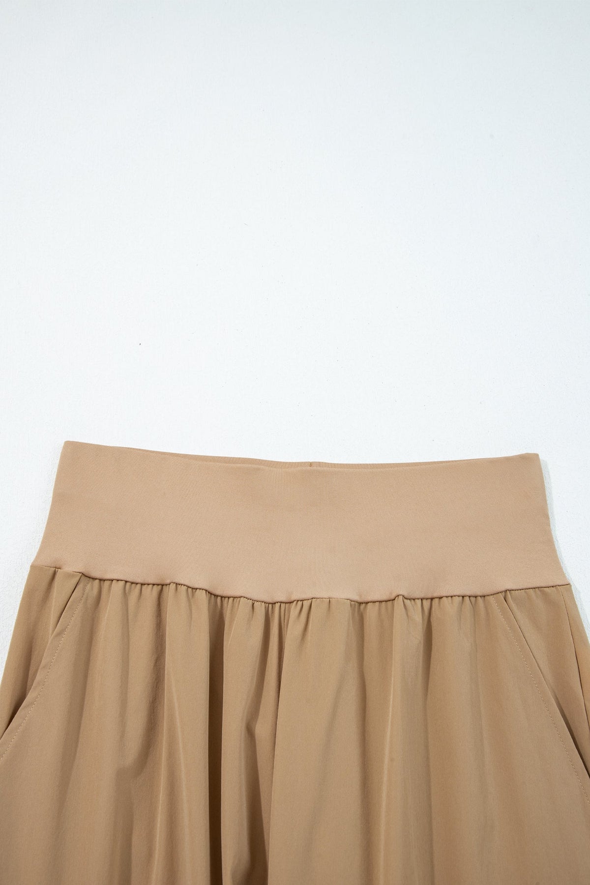Solid Elastic High Waist Pocketed Cargo Jogger Pants