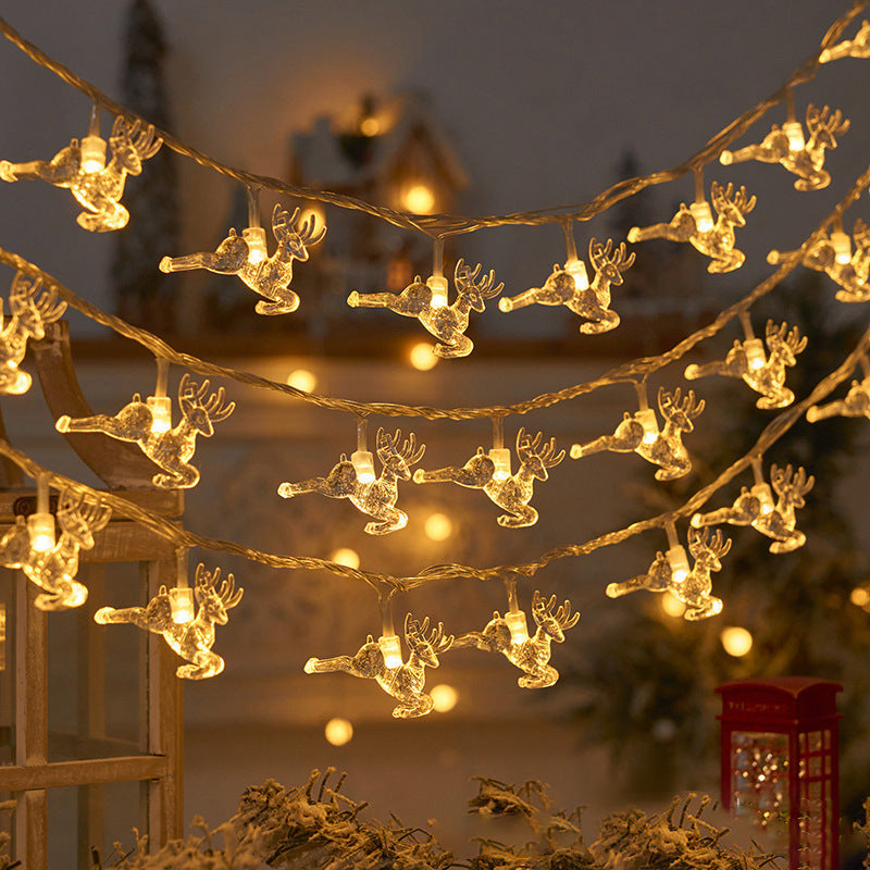 Led Elk Christmas Tree Snowflake Star Light String