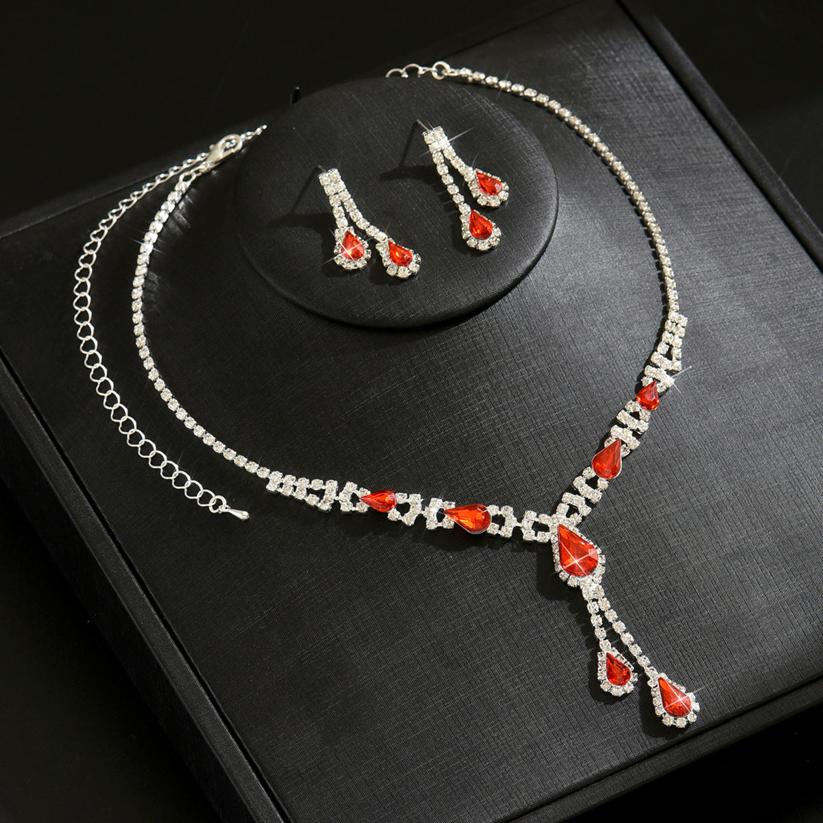 Womens 2 Pcs Necklace And Stud Earrings Set,Elegant European Style Costume Jewelry For Wedding Wear