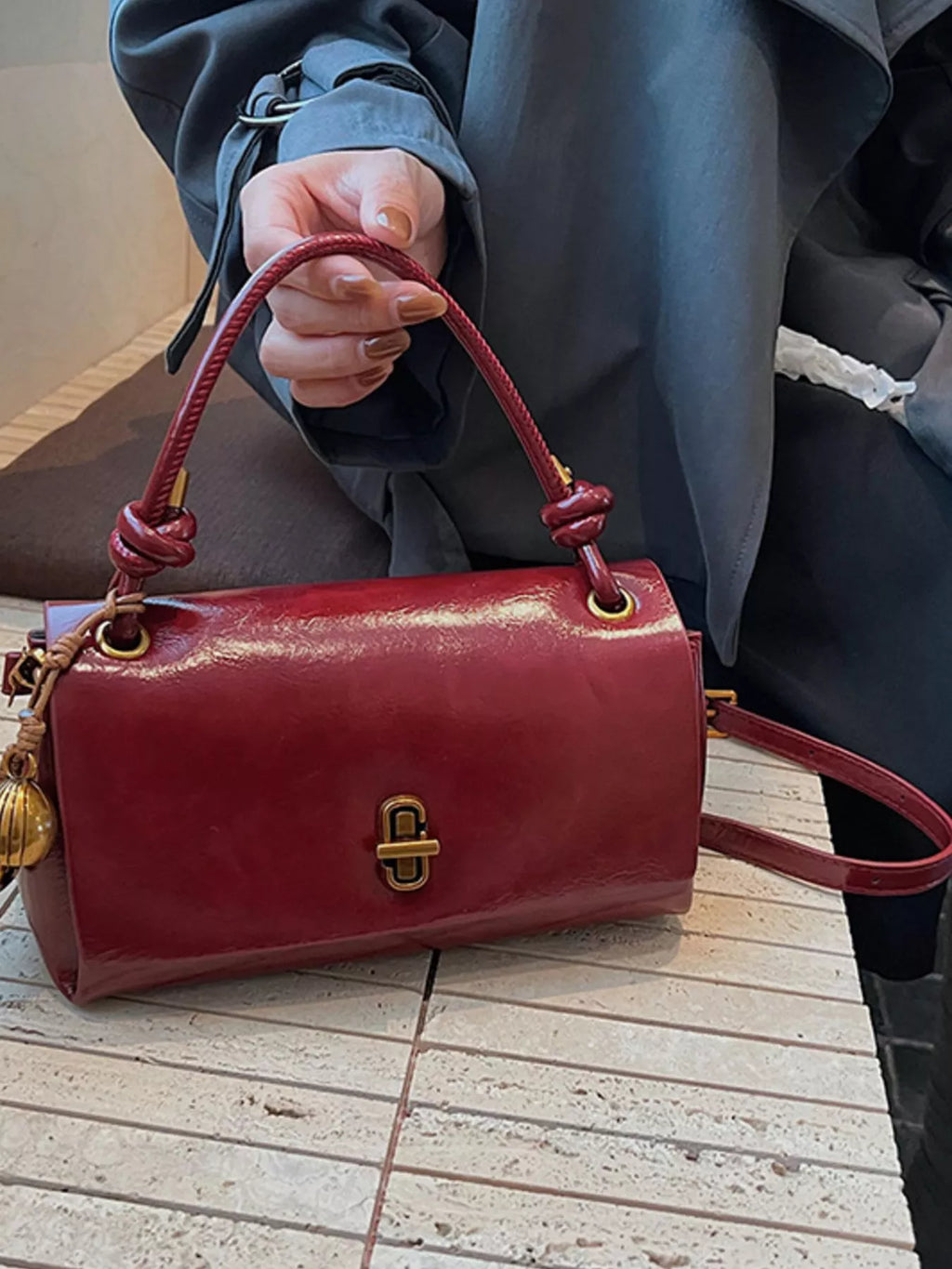 Chic PU Leather Crossbody Bag with Gold Accents