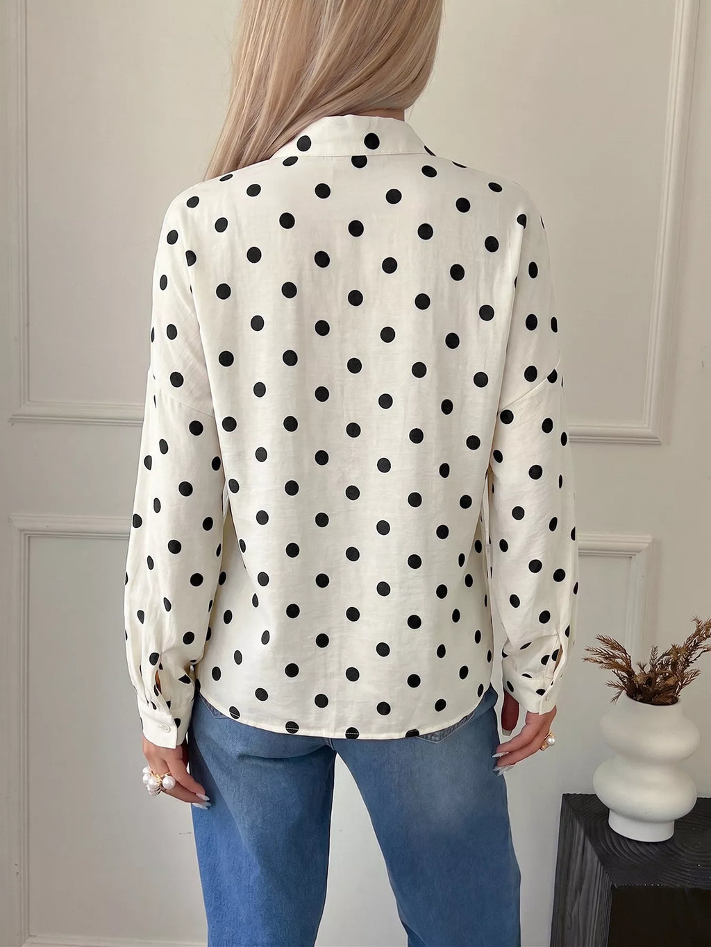 Polka Dot Button-Up Shirt