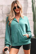 Canton Half Zip Kangaroo Pocket Mineral Wash Baggy Hoodie