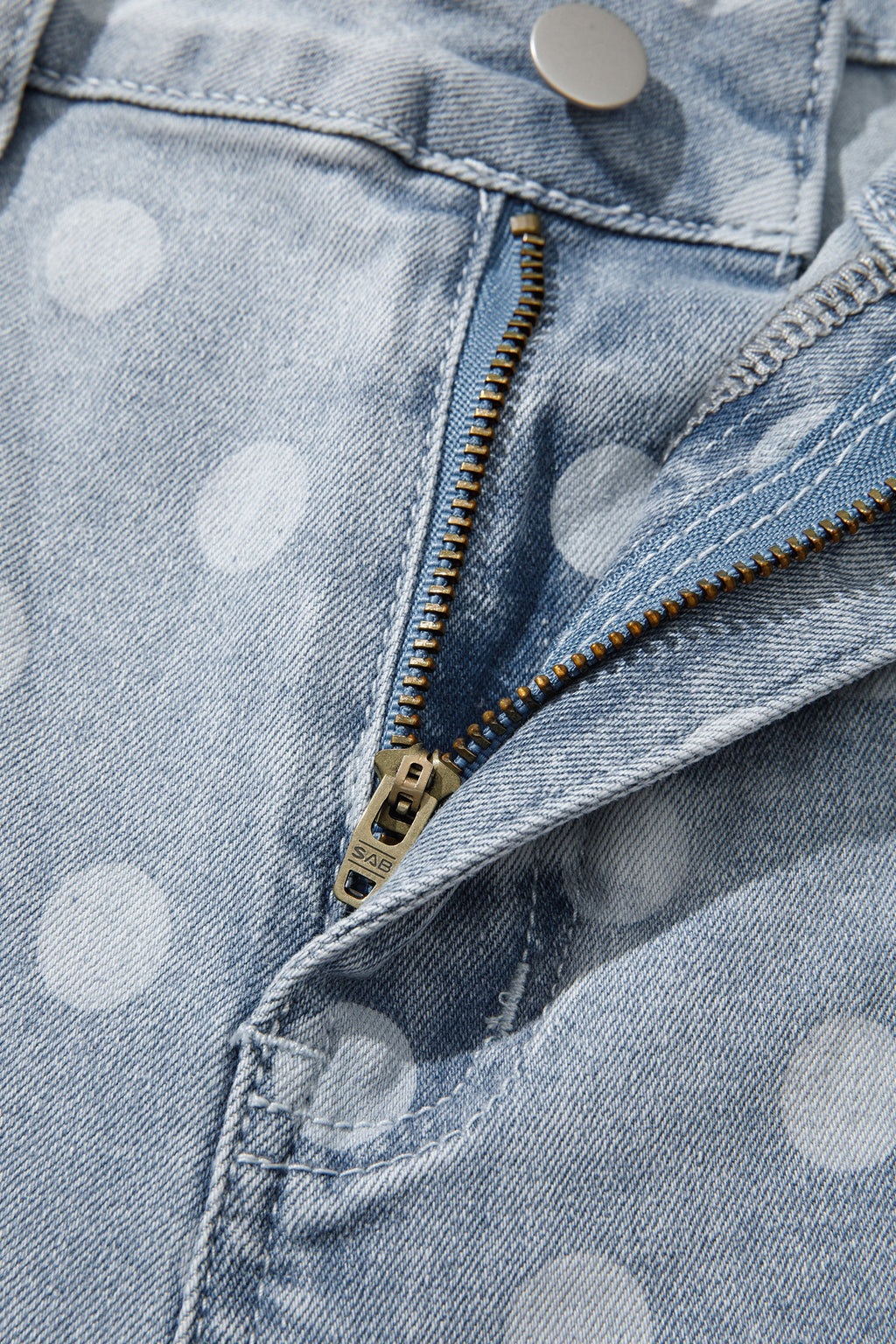 Sky Blue Polka Dot Casual Slim Fit Jeans