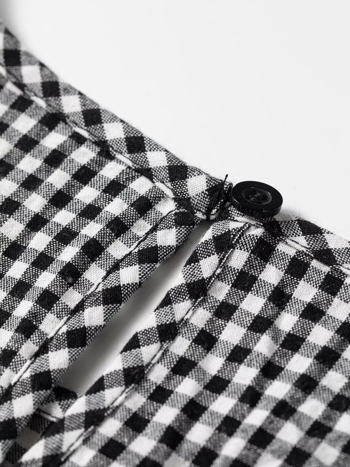 Plaid Shirred Cuff Long Sleeve Round Neck Blouse