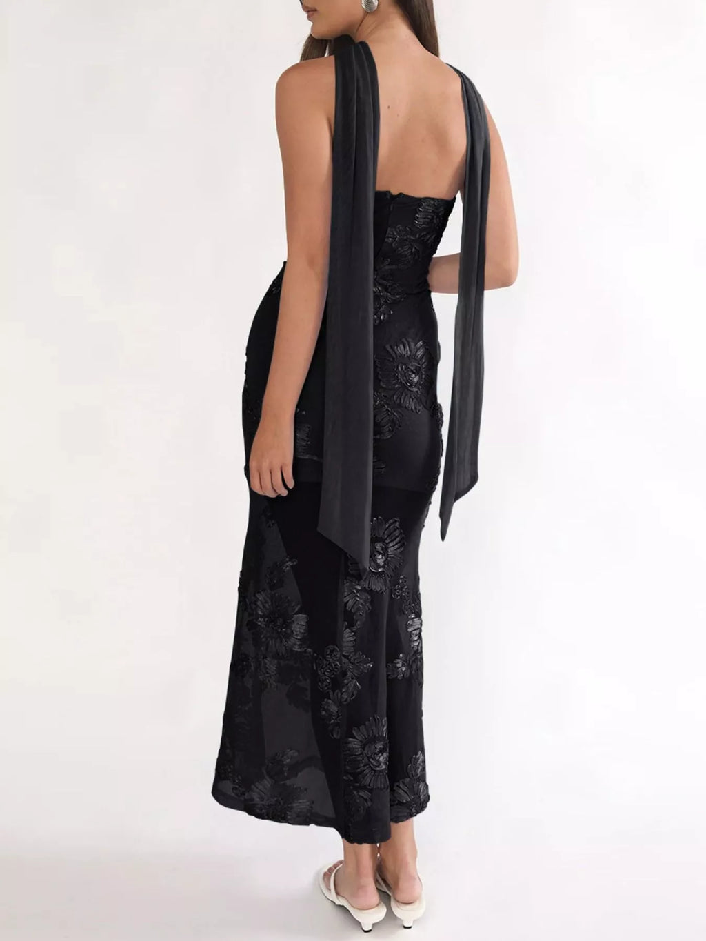 Floral Tube Dress with Scarf