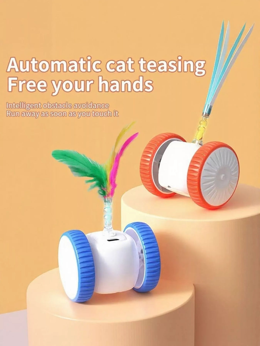 Interactive Self-Rotating Feather Pet Chase Toy