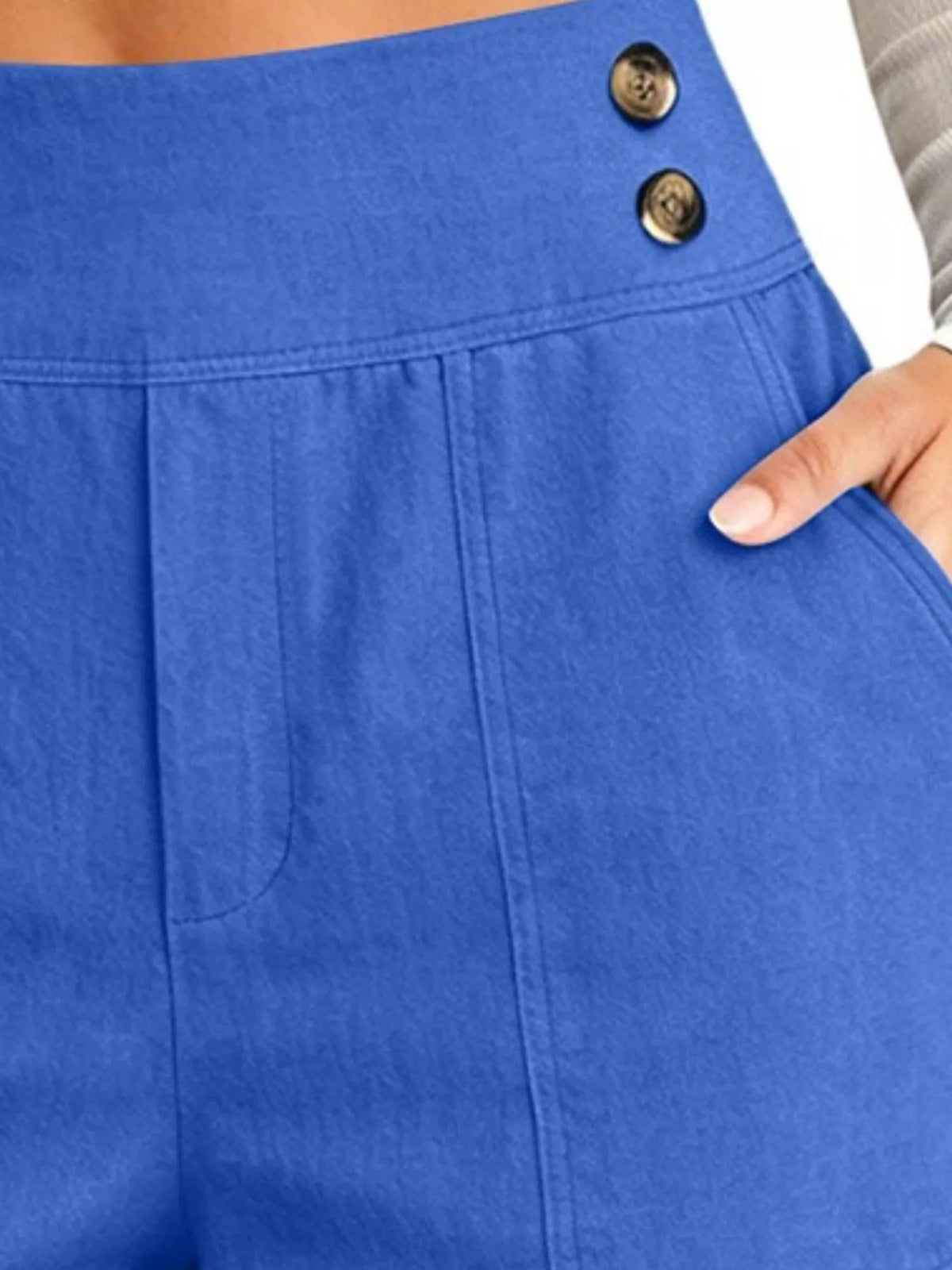 Full Size High-Waisted Button-Detail Cropped Pants Plus Size