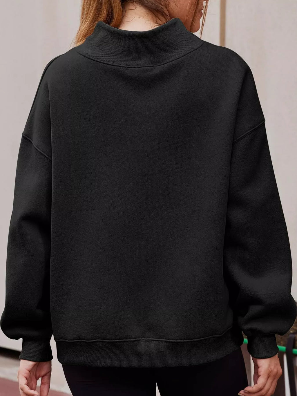 Oversized Mock Neck Long Sleeve Sweatshirt