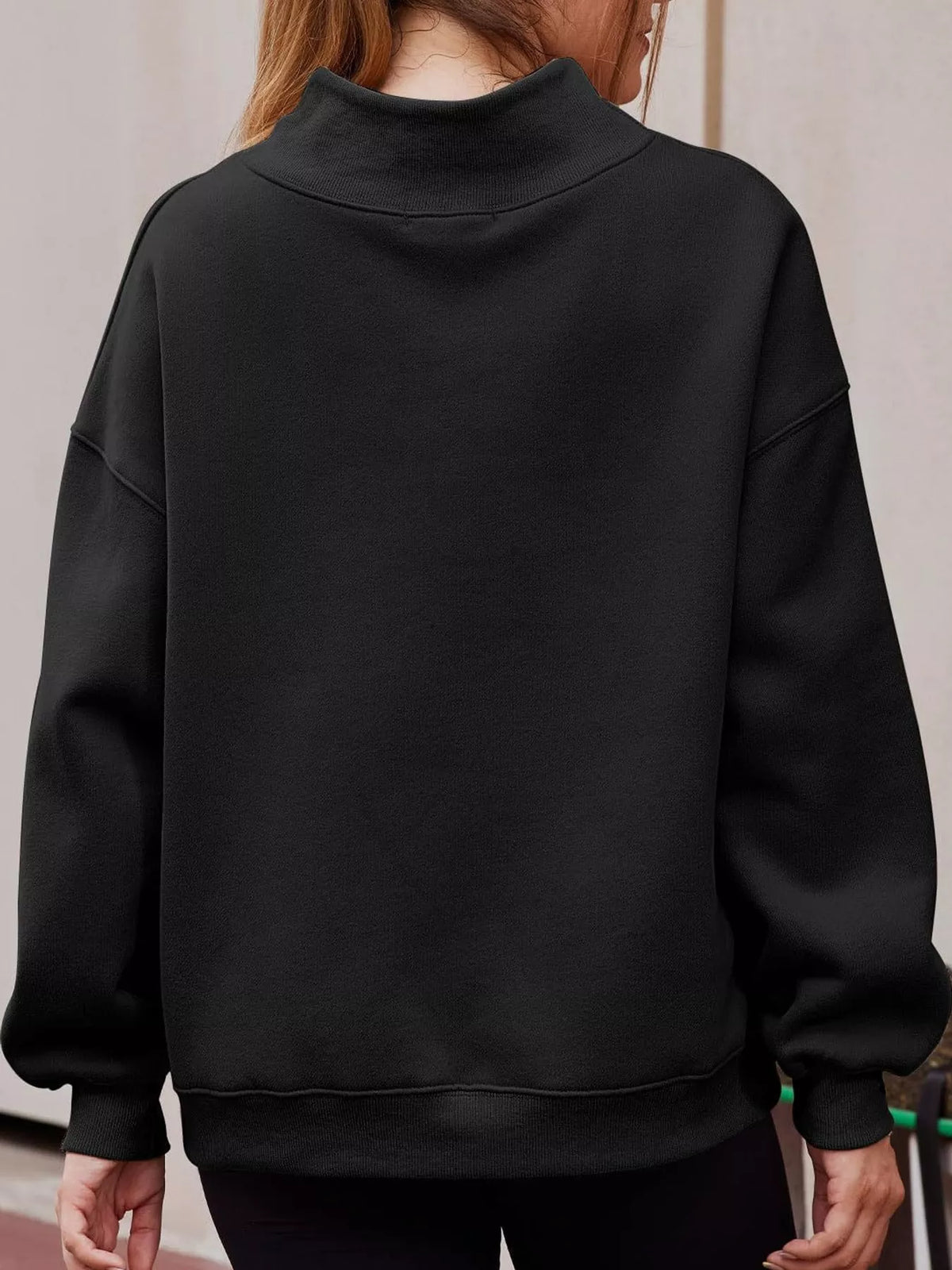 Oversized Mock Neck Long Sleeve Sweatshirt