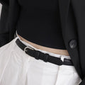 Skinny Leather Belt with Silver Buckle