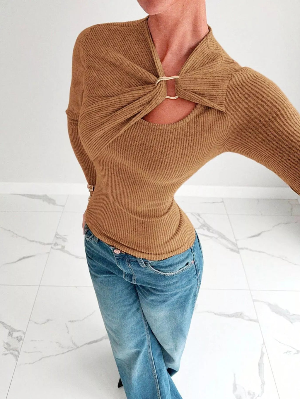 Gold Ring Cutout Detail Top