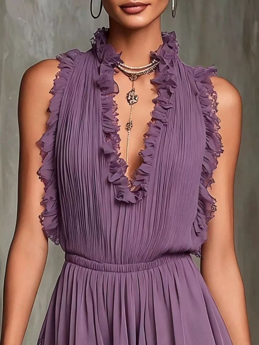 Lace Hem Sleeveless Mini Dress