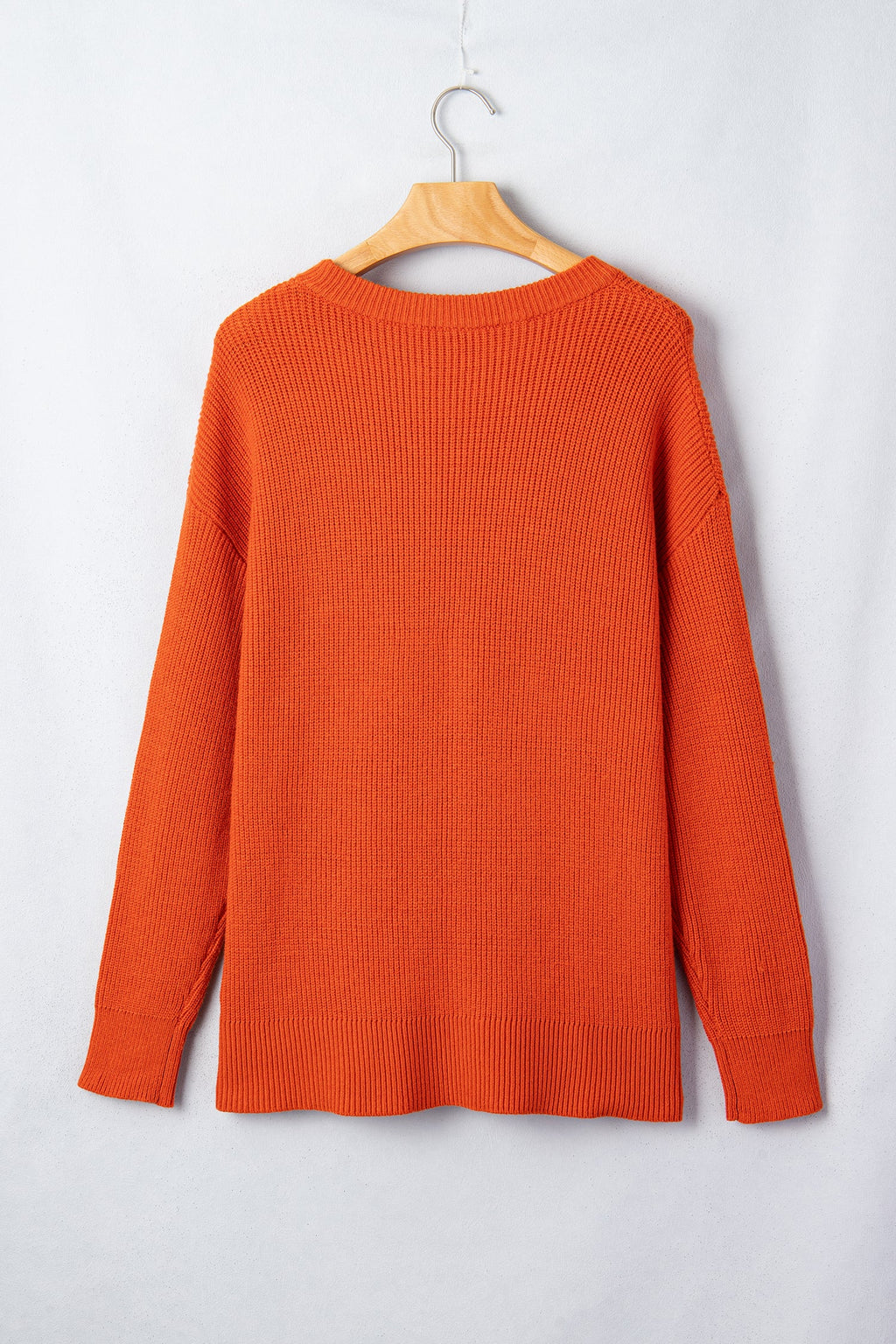 Orange Drop Shoulder Long Sleeve Round Neck Halloween Sweater