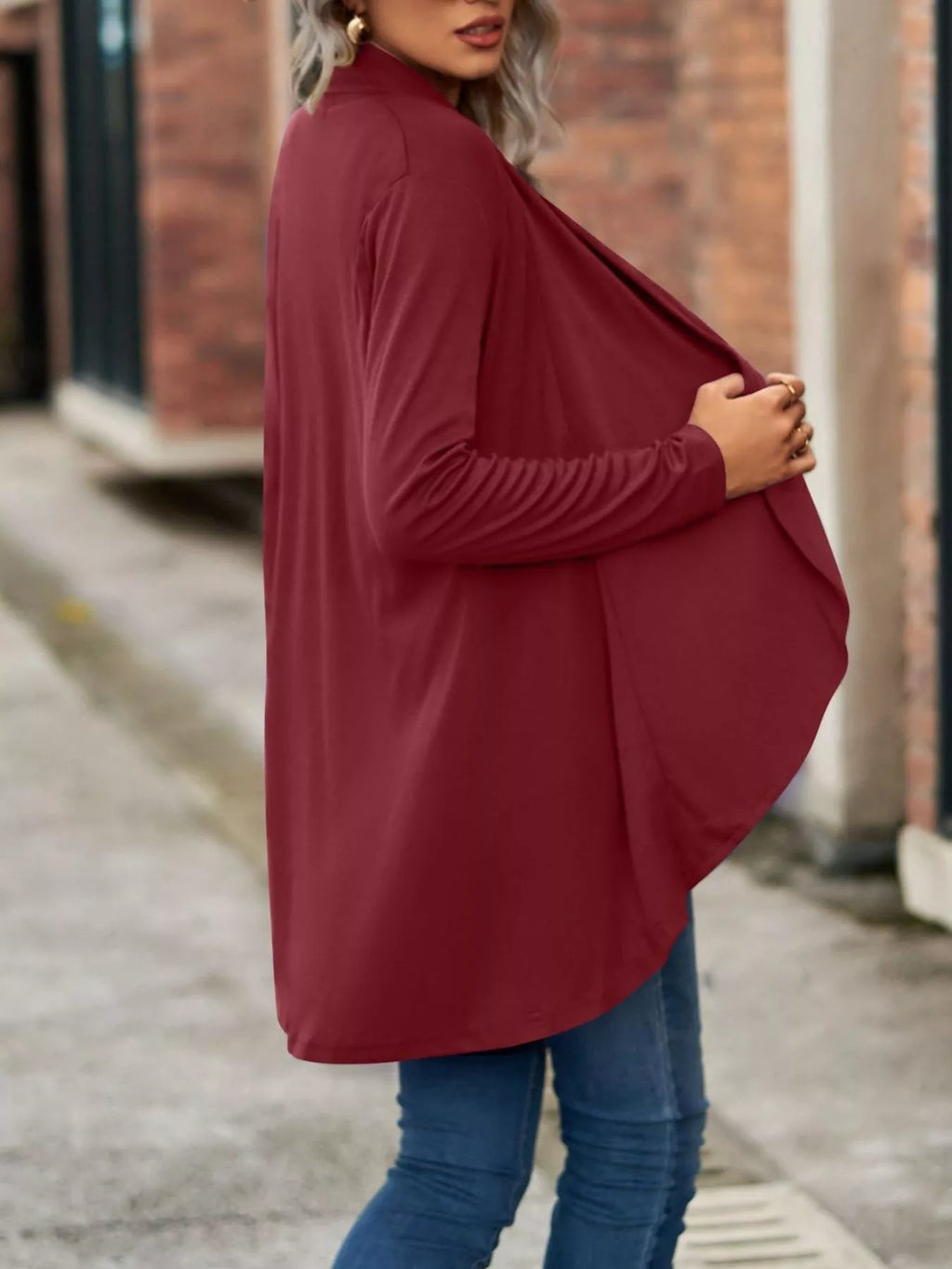 Open-Front Dropped Shoulder Cardigan