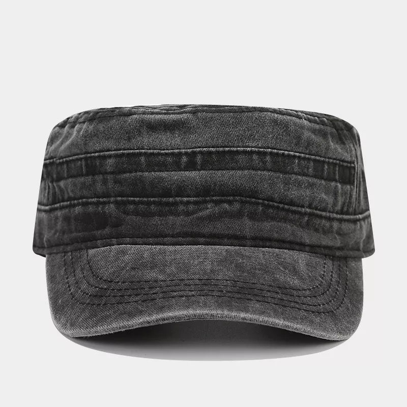 Vintage Washed Cotton Military Cadet Hat