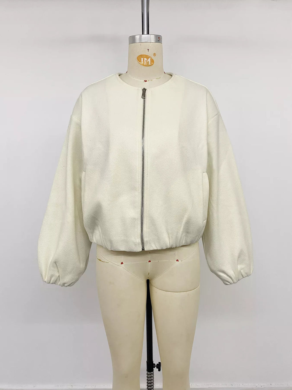 Fleece Bomber Jacket with Zipper Closure