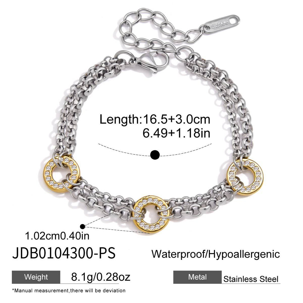 Two Tone Zircon Chain Bracelet