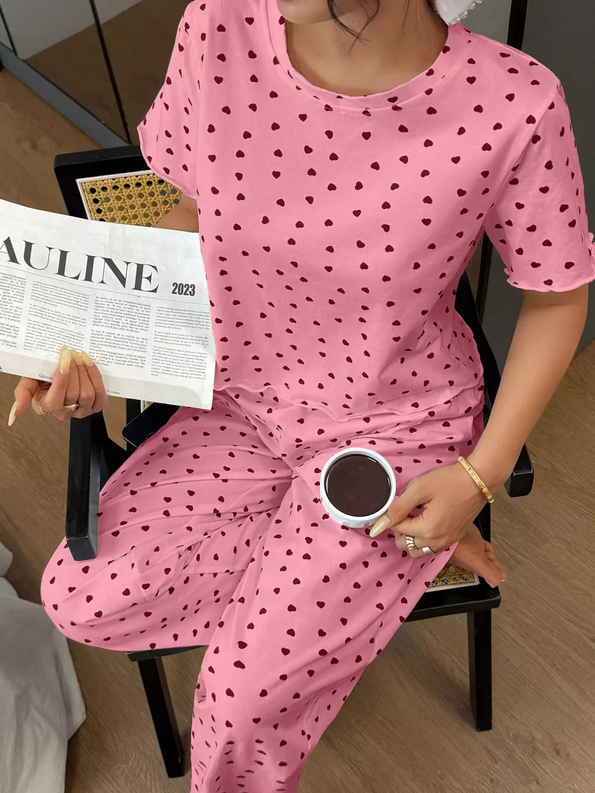 Polka Dot Short Sleeve Top and Shorts Set