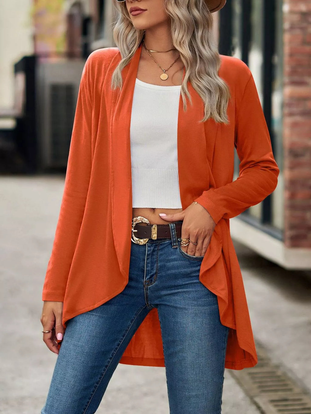 Open-Front Dropped Shoulder Cardigan