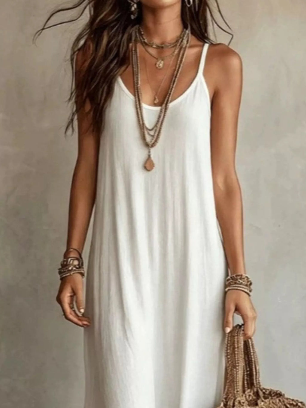 Full Size Scoop Neck Spaghetti Strap Maxi Dress Plus Size