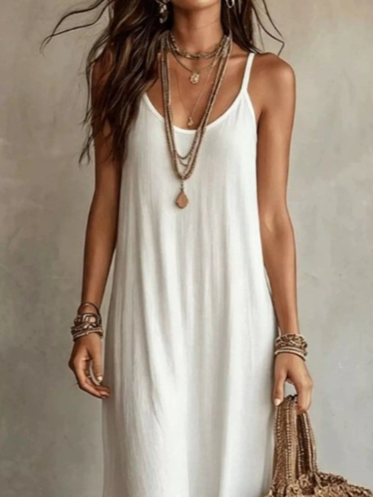 Full Size Scoop Neck Spaghetti Strap Maxi Dress Plus Size
