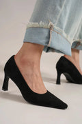 Faux Suede Mid-Heel Pointed Toe Pumps