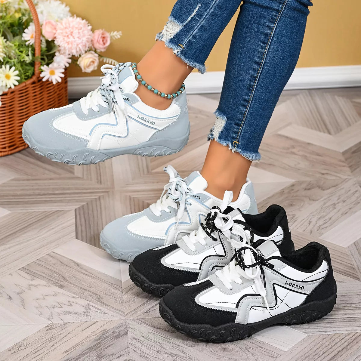 Round Toe Lace Up Sneakers