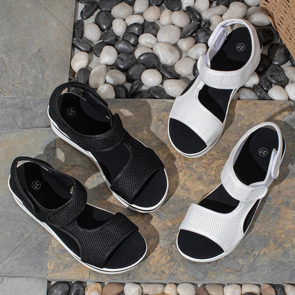 Mesh Open Toe Platform Sandals