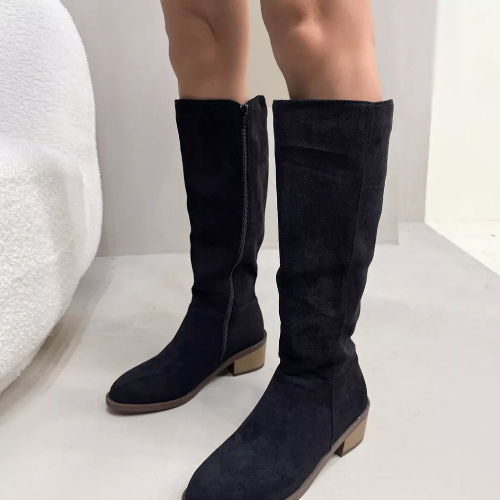 Round Toe Block Heels Boots