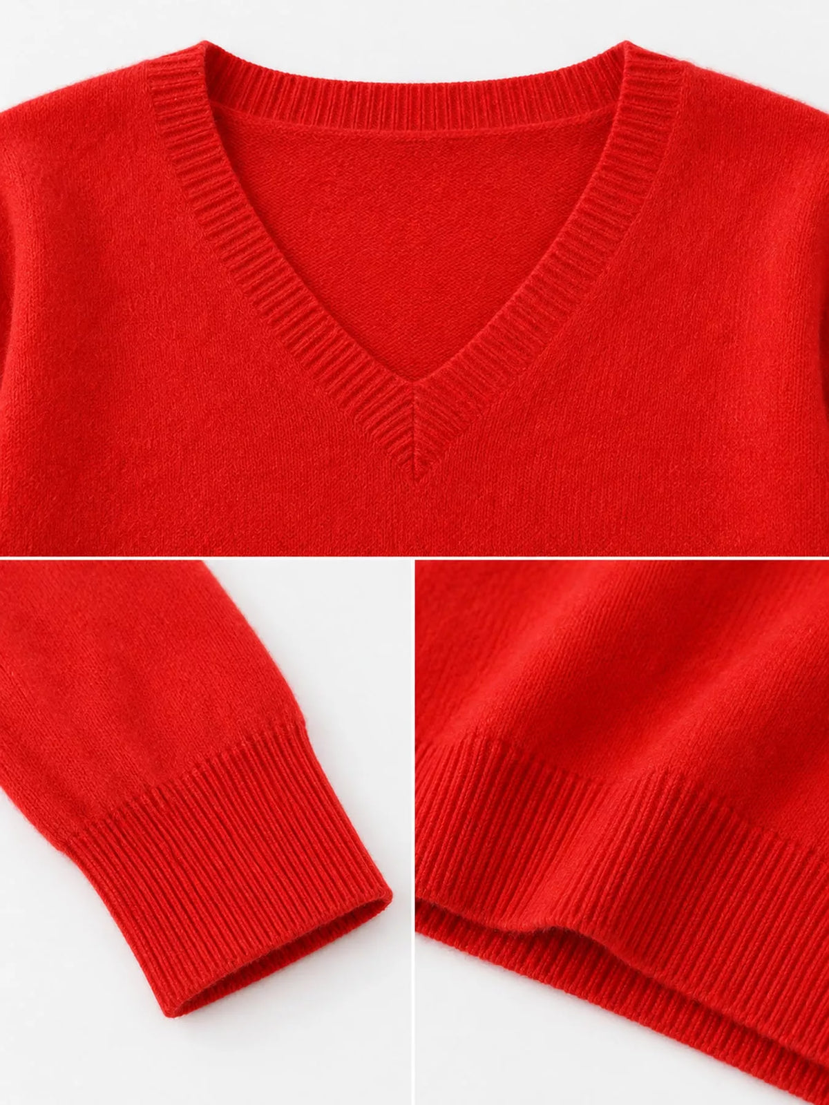 V-Neck Solid Color Sweater